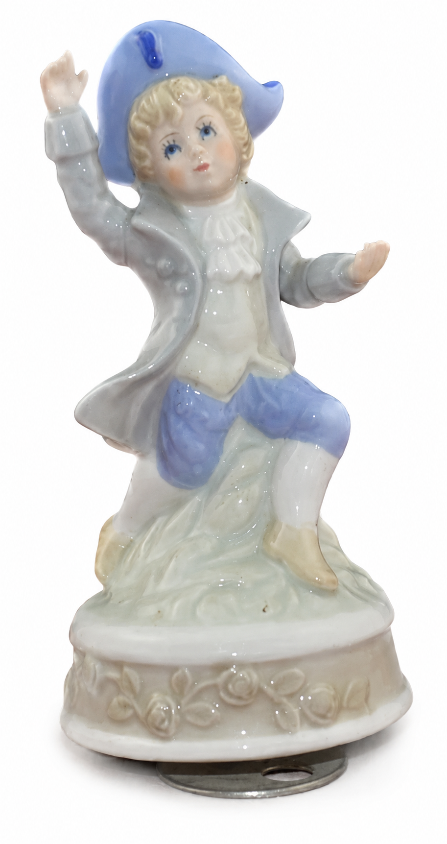 Decorative Musical Figurine Boy Sitting On Tree Stump