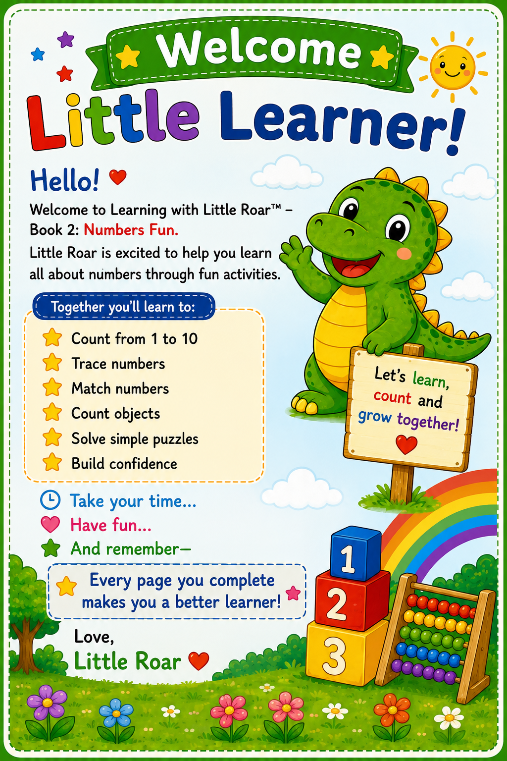 Learning with Little Roar™ Book 2: Numbers Fun (Digital PDF)