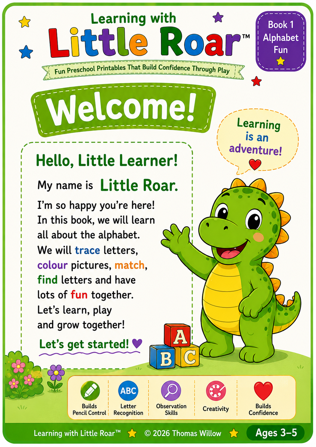 Learning with Little Roar™ Book 1: Alphabet Fun (Digital PDF)