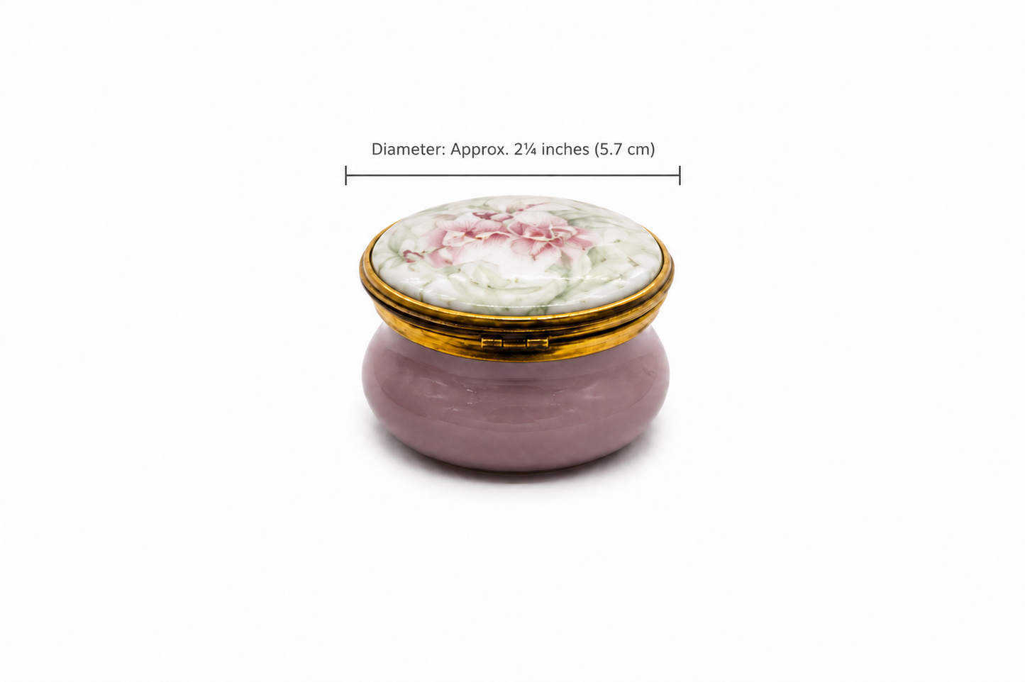 Kingsley Enamels Worcestershire Hinged Pink Trinket Pot with Lilies