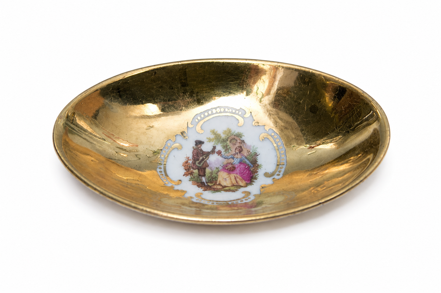 Vintage JWK Bavaria Fragonard Courting Couple Trinket Dish