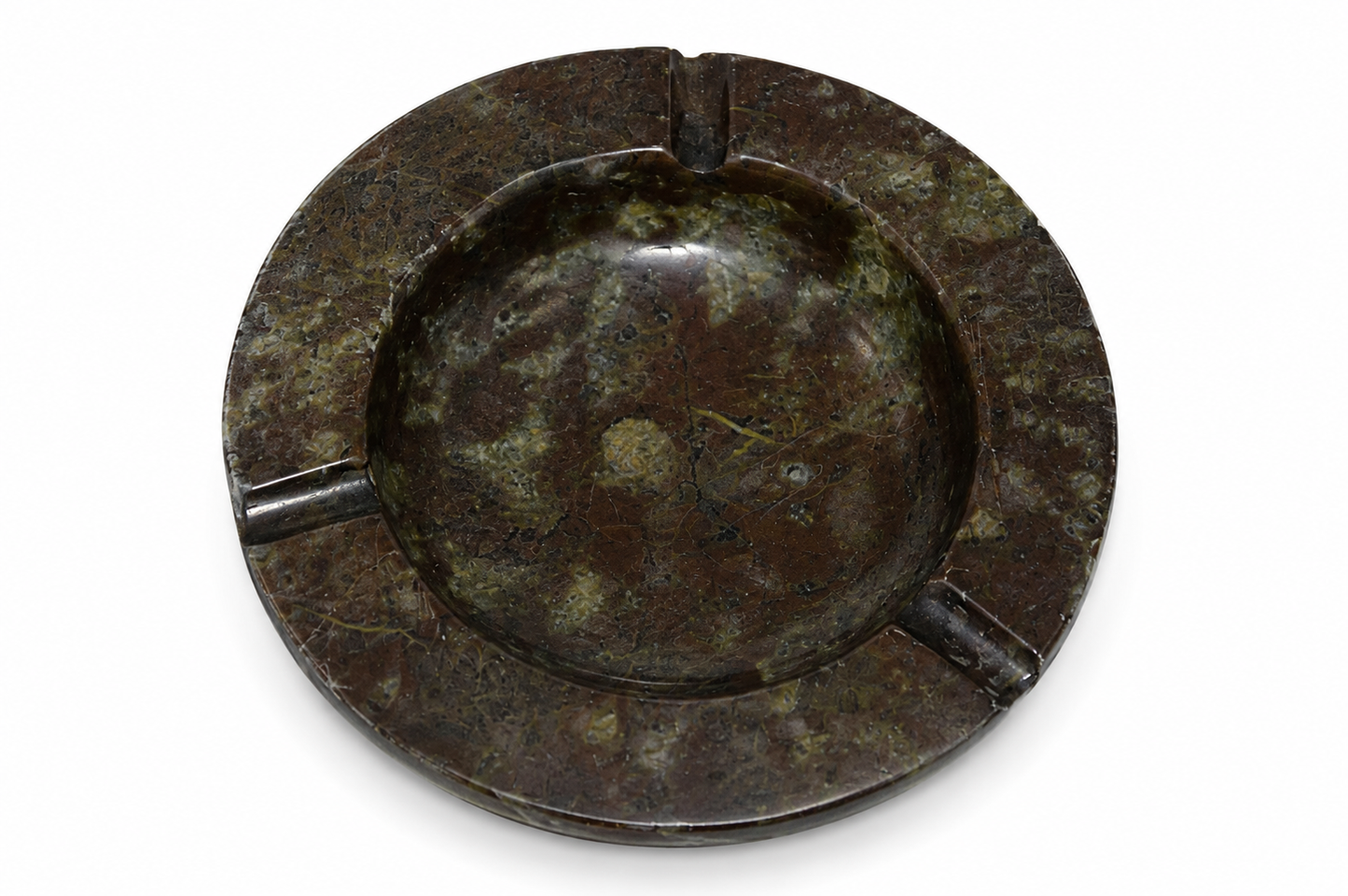 Polished Brown Rock Ashtray Natural Stone Decorative Smoking Tray
