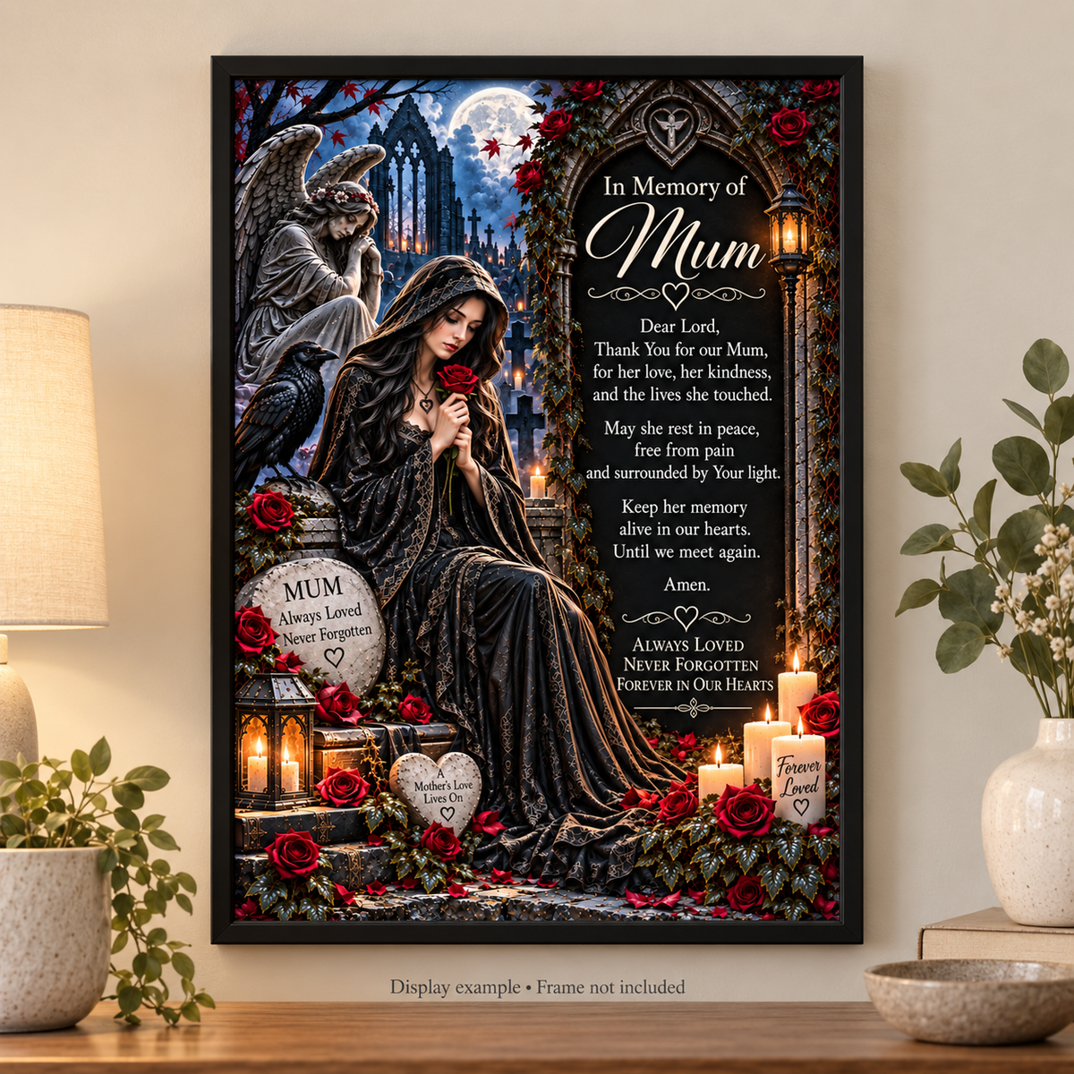 In Memory of Mum – Gothic Memorial Prayer Print | A4 Digital Download