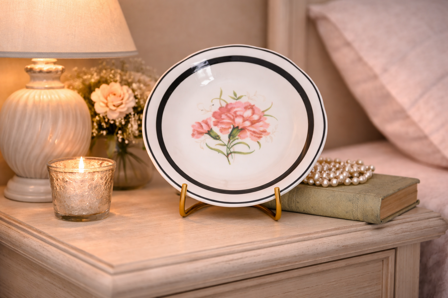 Rare Heatherley Mini Plate – Pink Carnation | Pre-Owned Gem