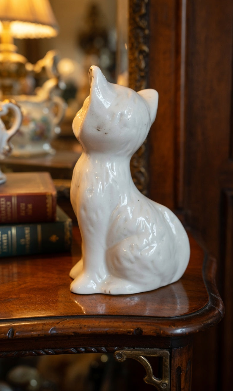 Vintage Black & White Cat Figurines – 2 Individual Mini Cat Ornaments – Collectible Decor UK