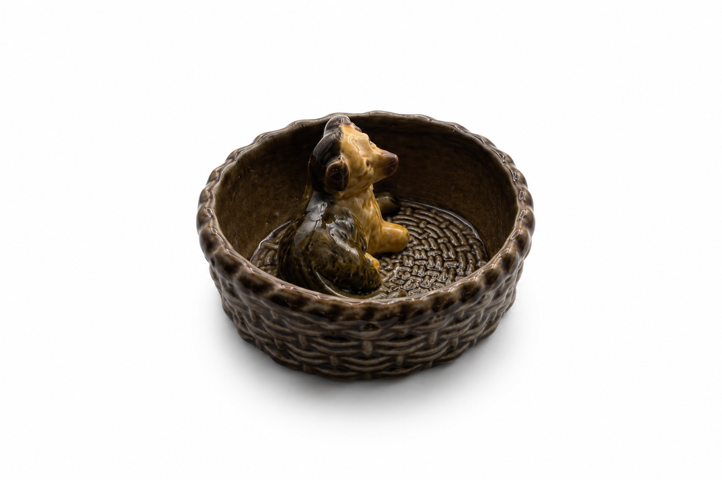 Wade England Trinket Dish with Dog Inset – Collectible Trinket Dish
