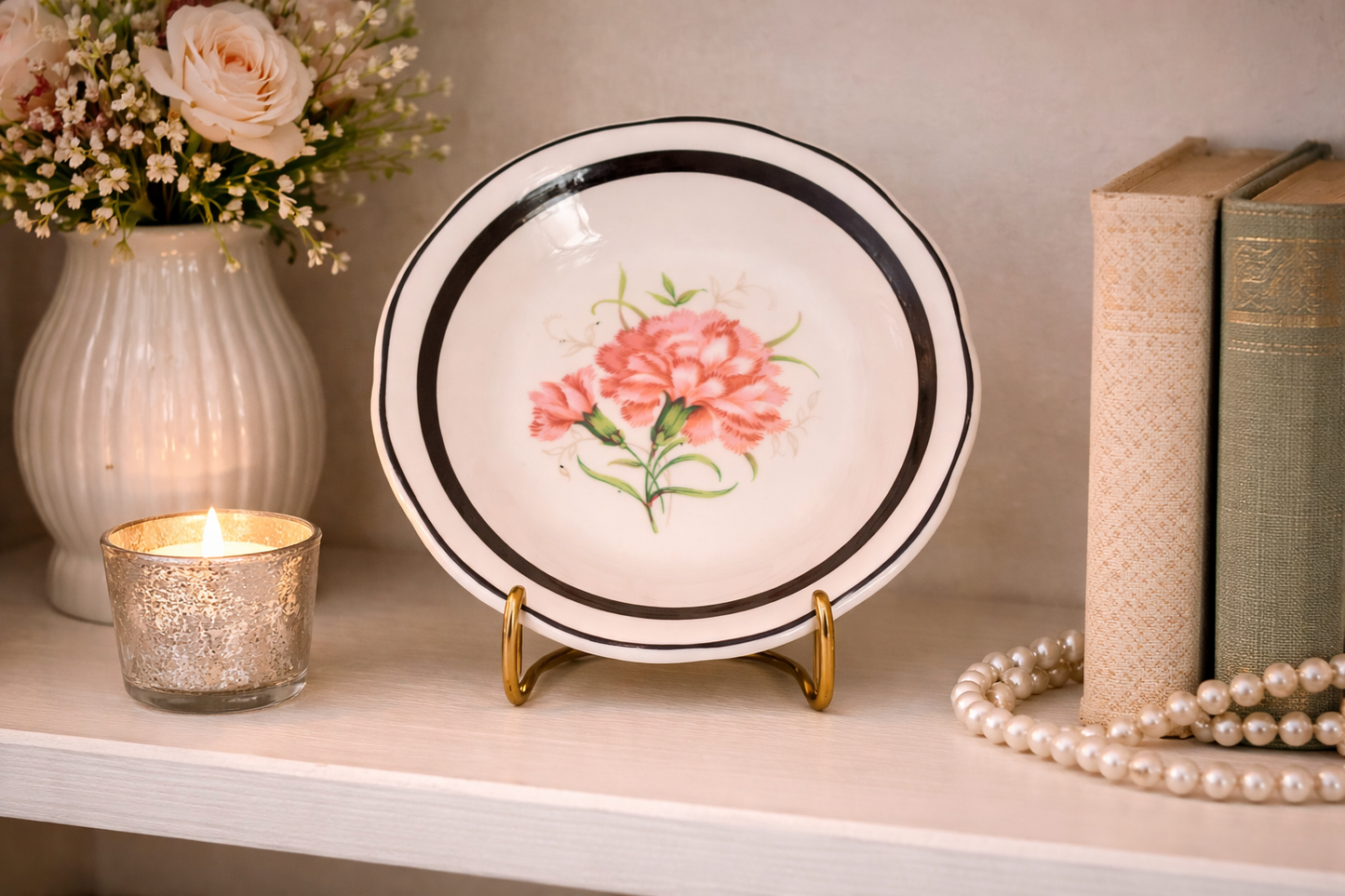 Rare Heatherley Mini Plate – Pink Carnation | Pre-Owned Gem
