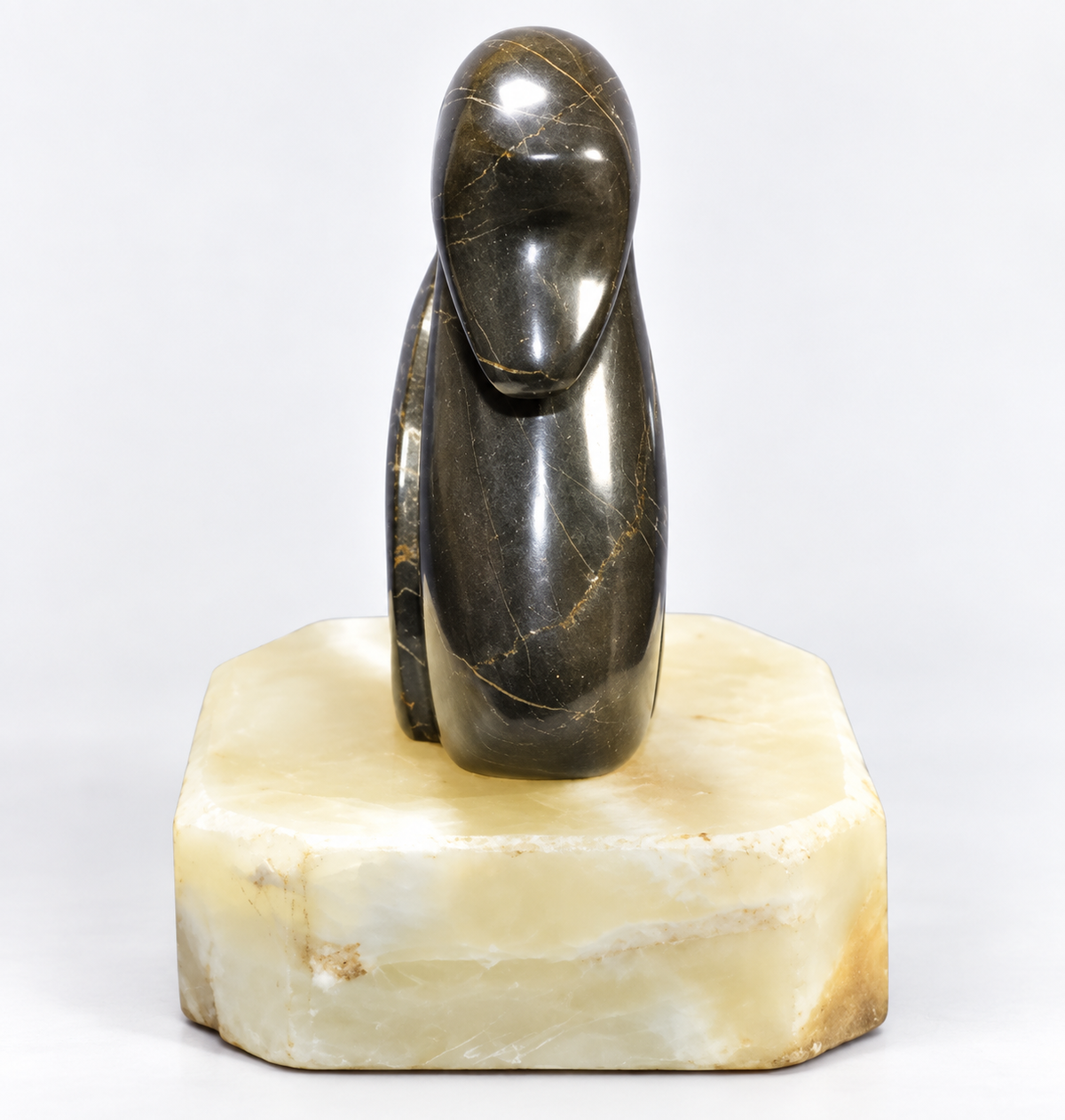 Polished Stone Swan Figurine with Base – Natural Rock Ornament
