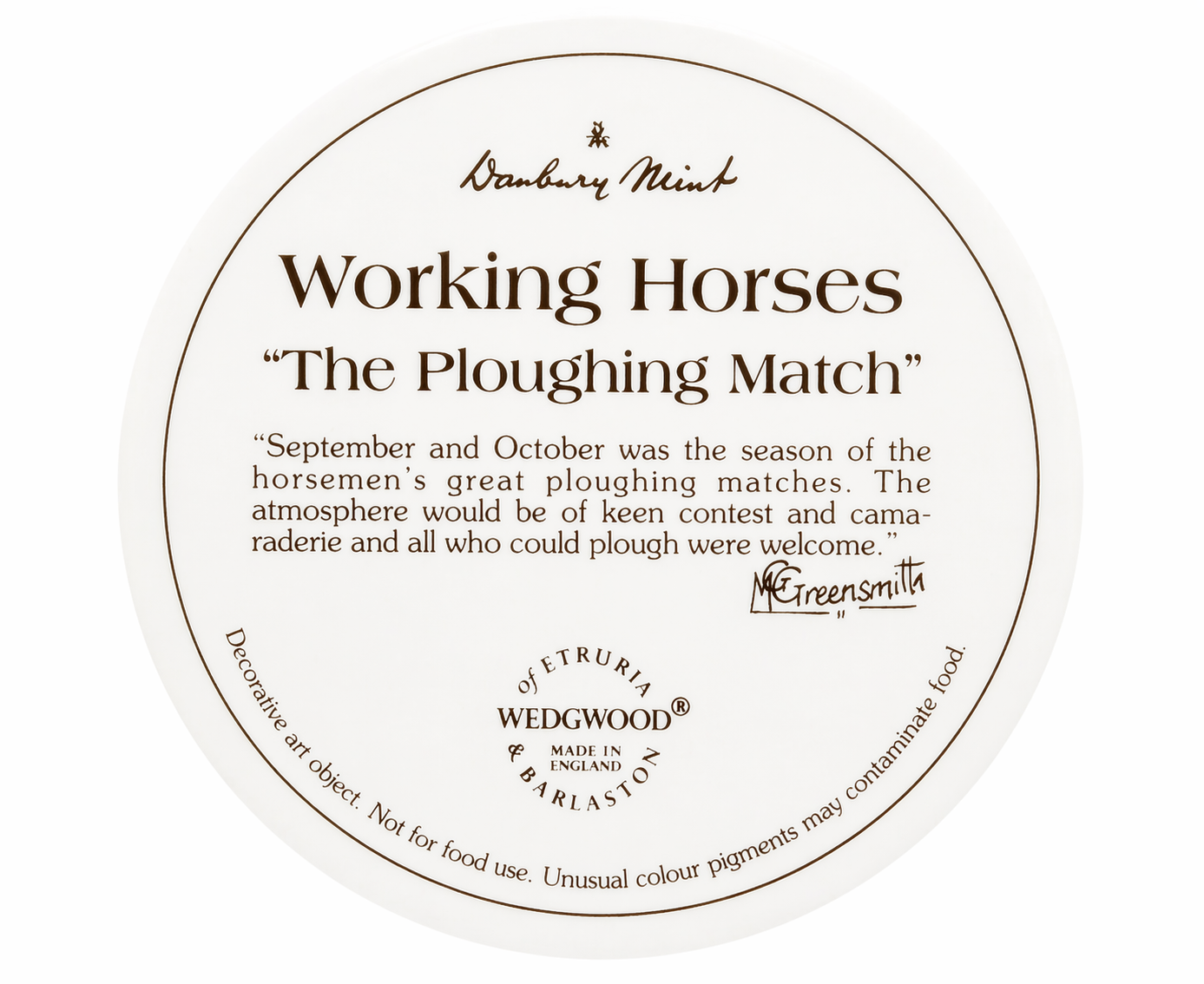 Rare Danbury Mint Collectors Plate – “The Ploughing Match” – Pre-Owned
