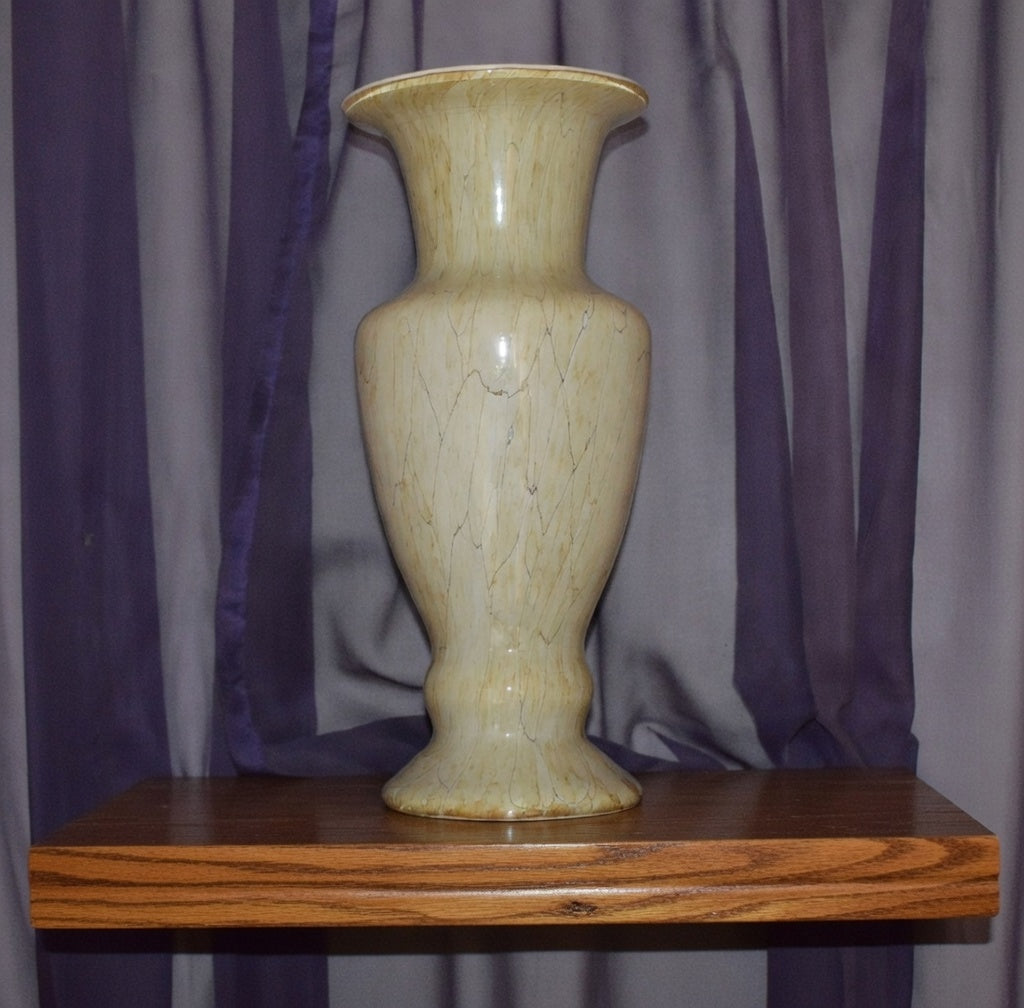 Tall Cream Art Glass Vase – Baluster Shape