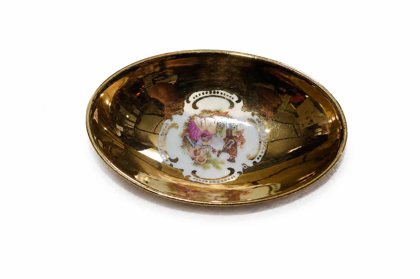 Vintage JWK Bavaria Fragonard Courting Couple Trinket Dish