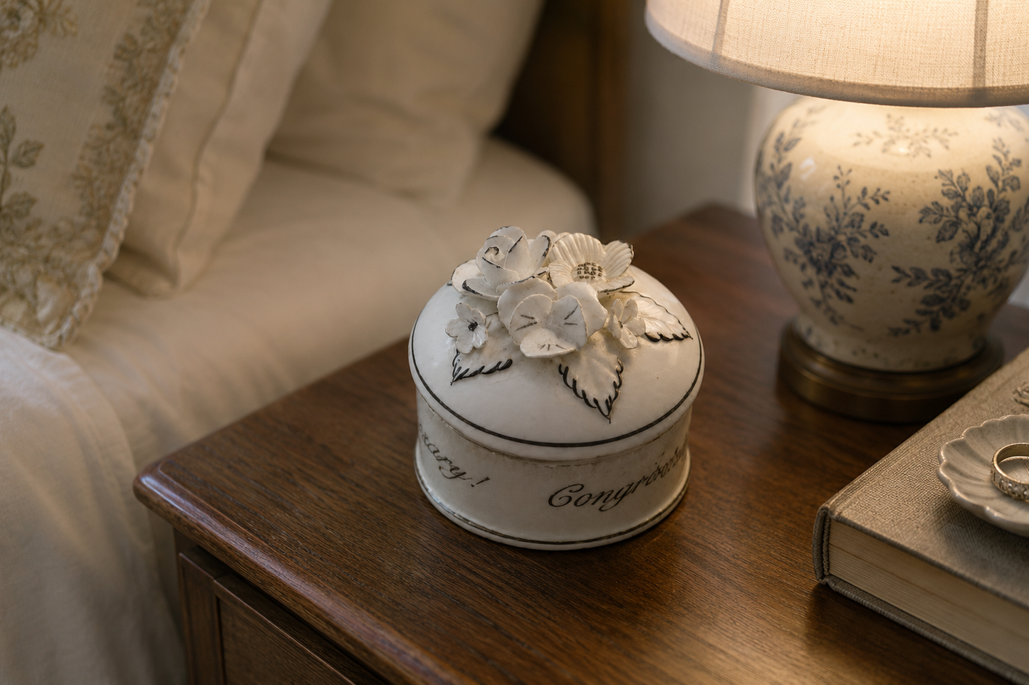 Congratulations On Your Anniversary Floral Trinket Box