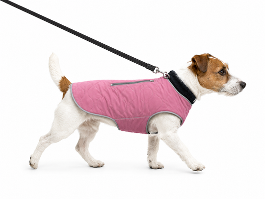 Morezi Dog Coat Winter Water Resistant Reflective Harness Hole Pink Large
