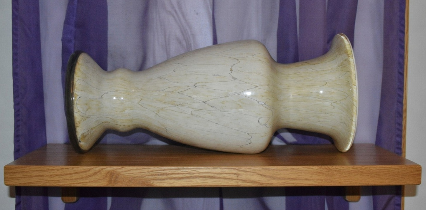 Tall Cream Art Glass Vase – Baluster Shape