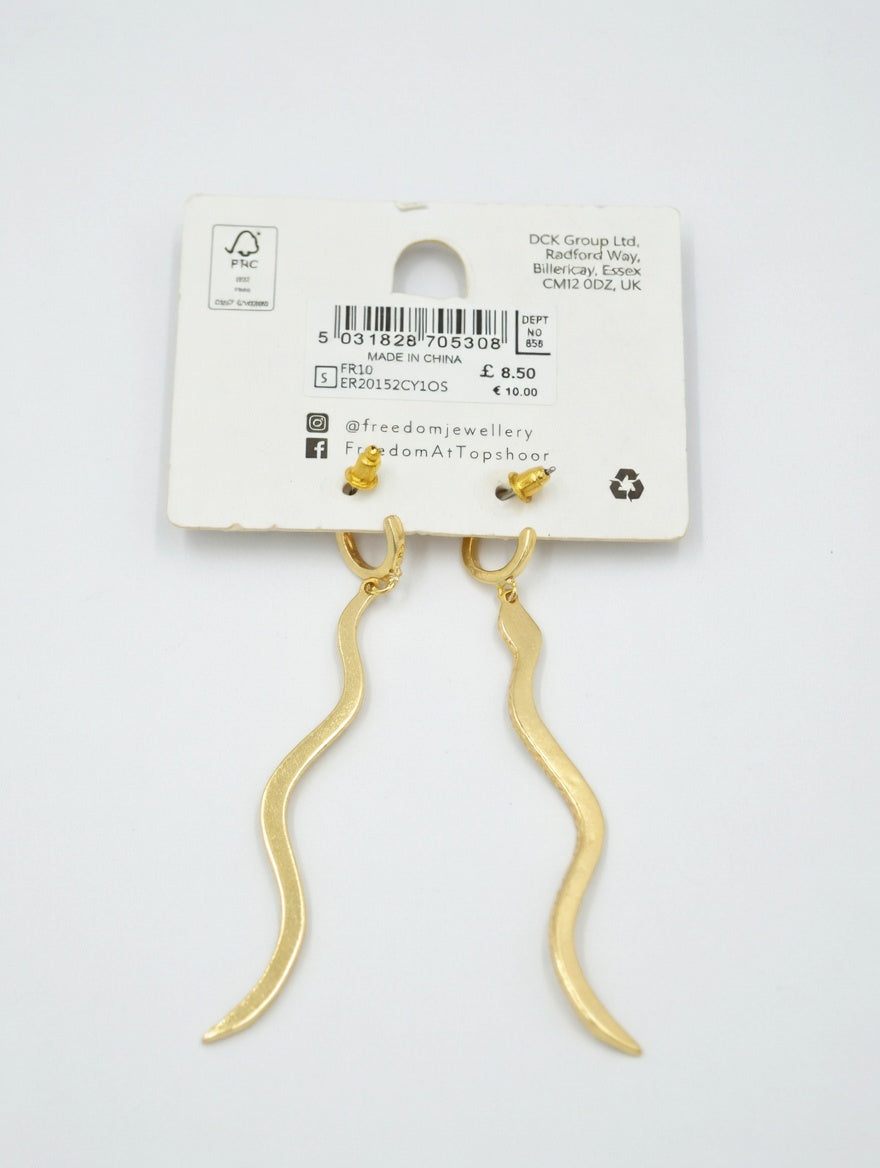 Topshop Freedom Gold Tone Snake Earrings – Sparkly Statement Jewellery