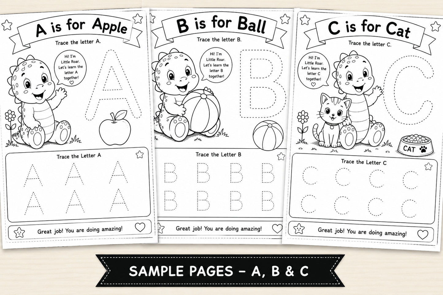 Little Roar™ My First Alphabet Workbook – Printable A–Z Learning Activities PDF