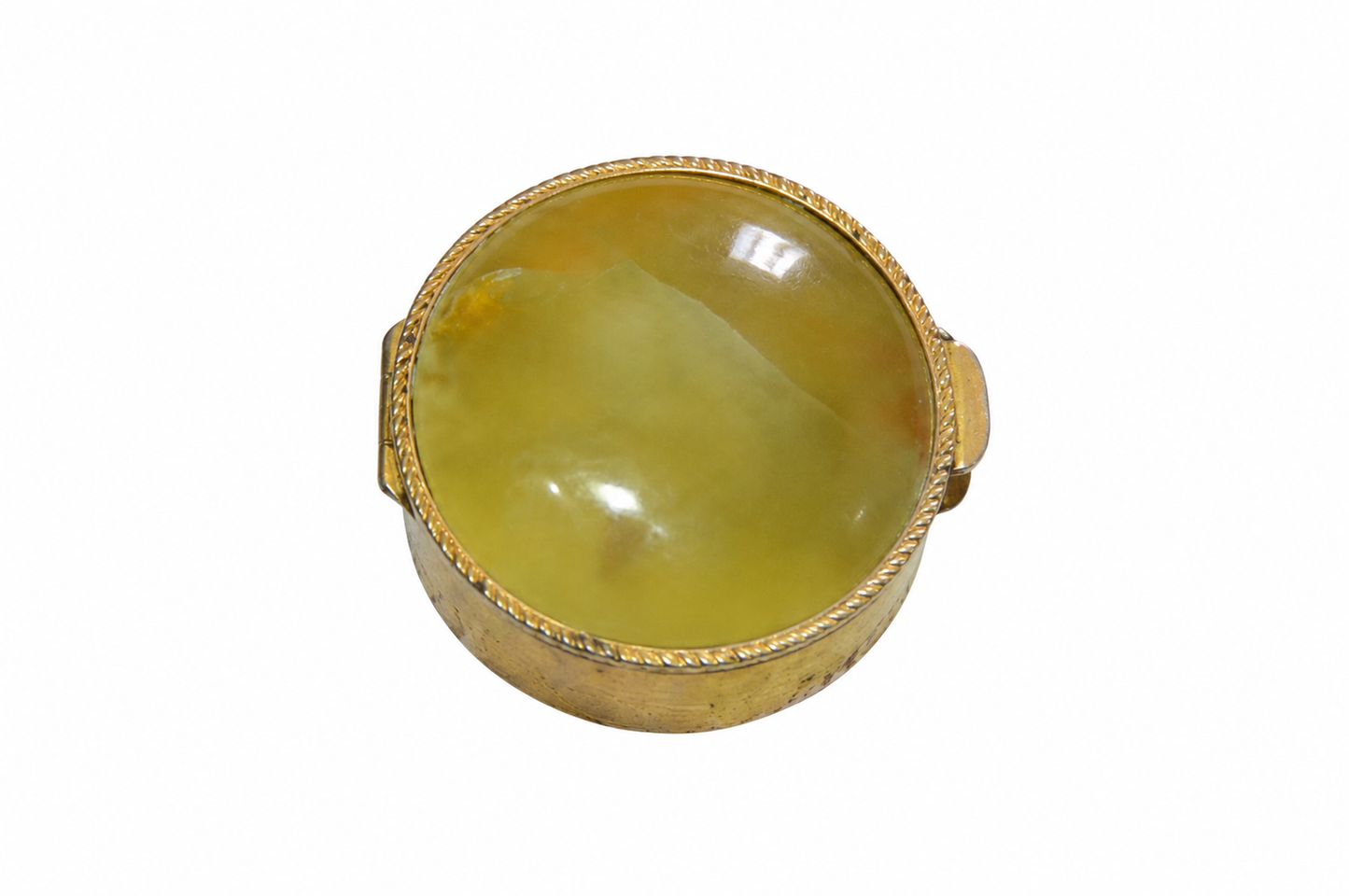 VINTAGE GREEN ONYX TOPPED PILL BOX