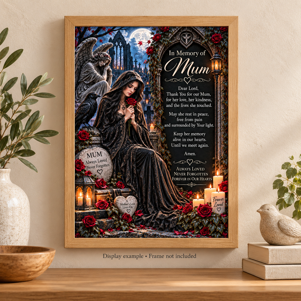 In Memory of Mum – Gothic Memorial Prayer Print | A4 Digital Download