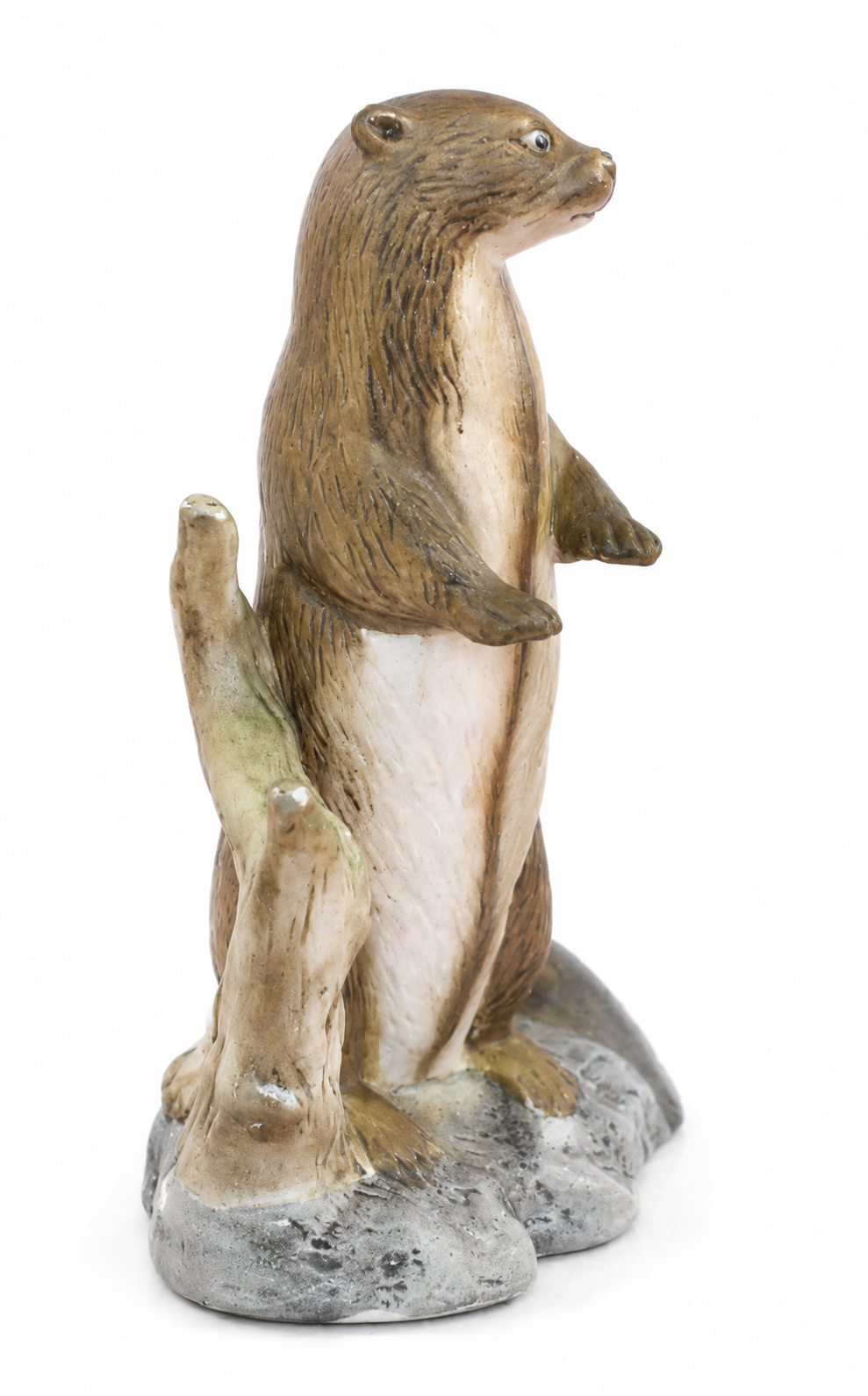 Standing Otter Figurine on Tree Stump Base