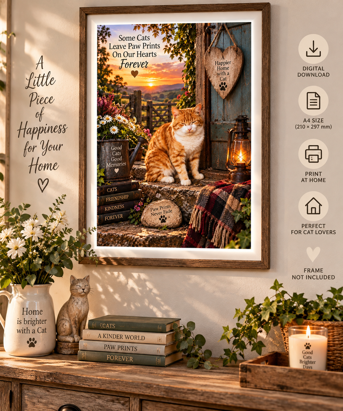 Paw Prints Forever – Ginger Cat Printable Wall Art – Digital Download