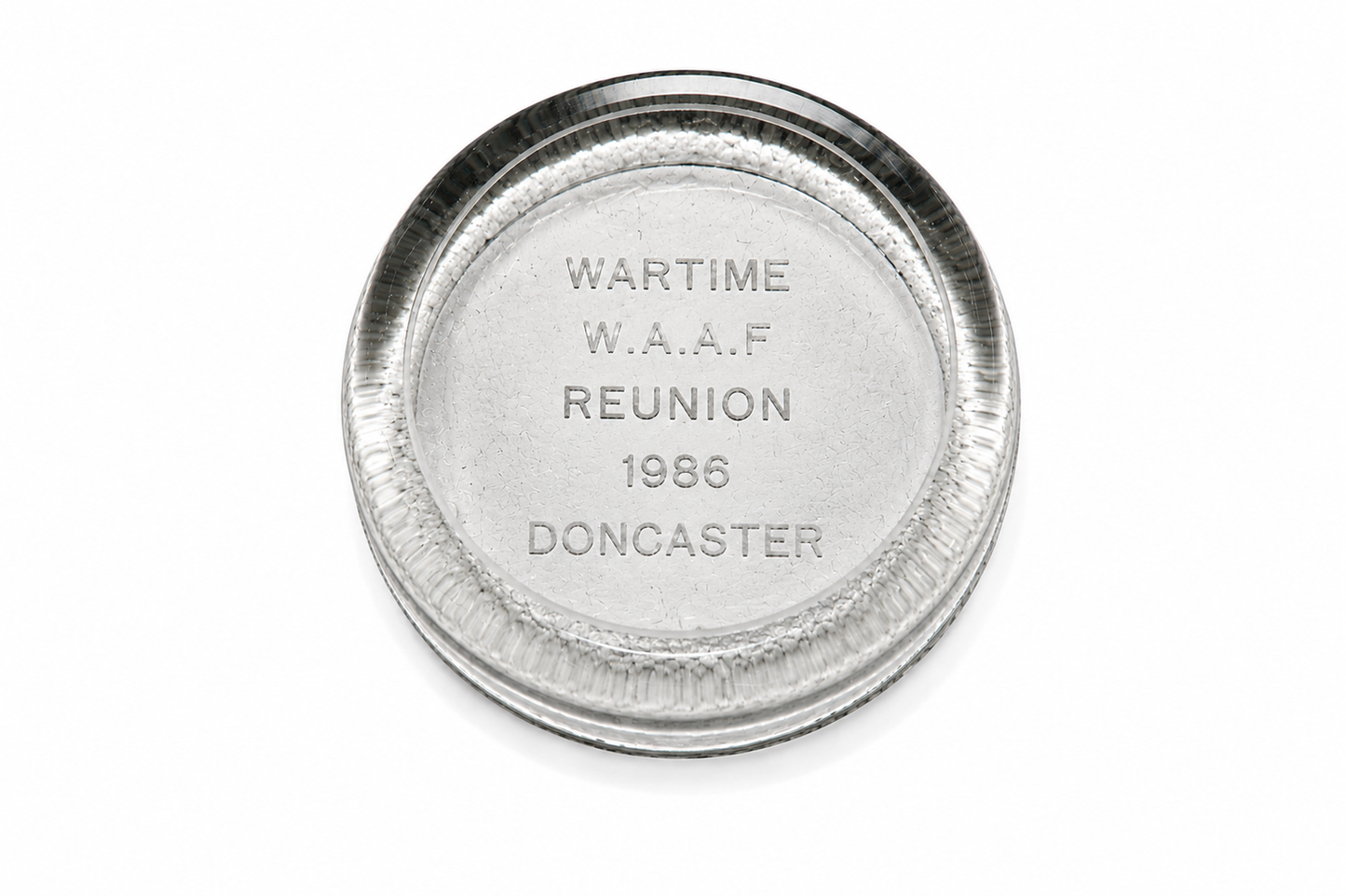 Wartime WAAF Reunion 1986 Doncaster Glass Paperweight Collectible