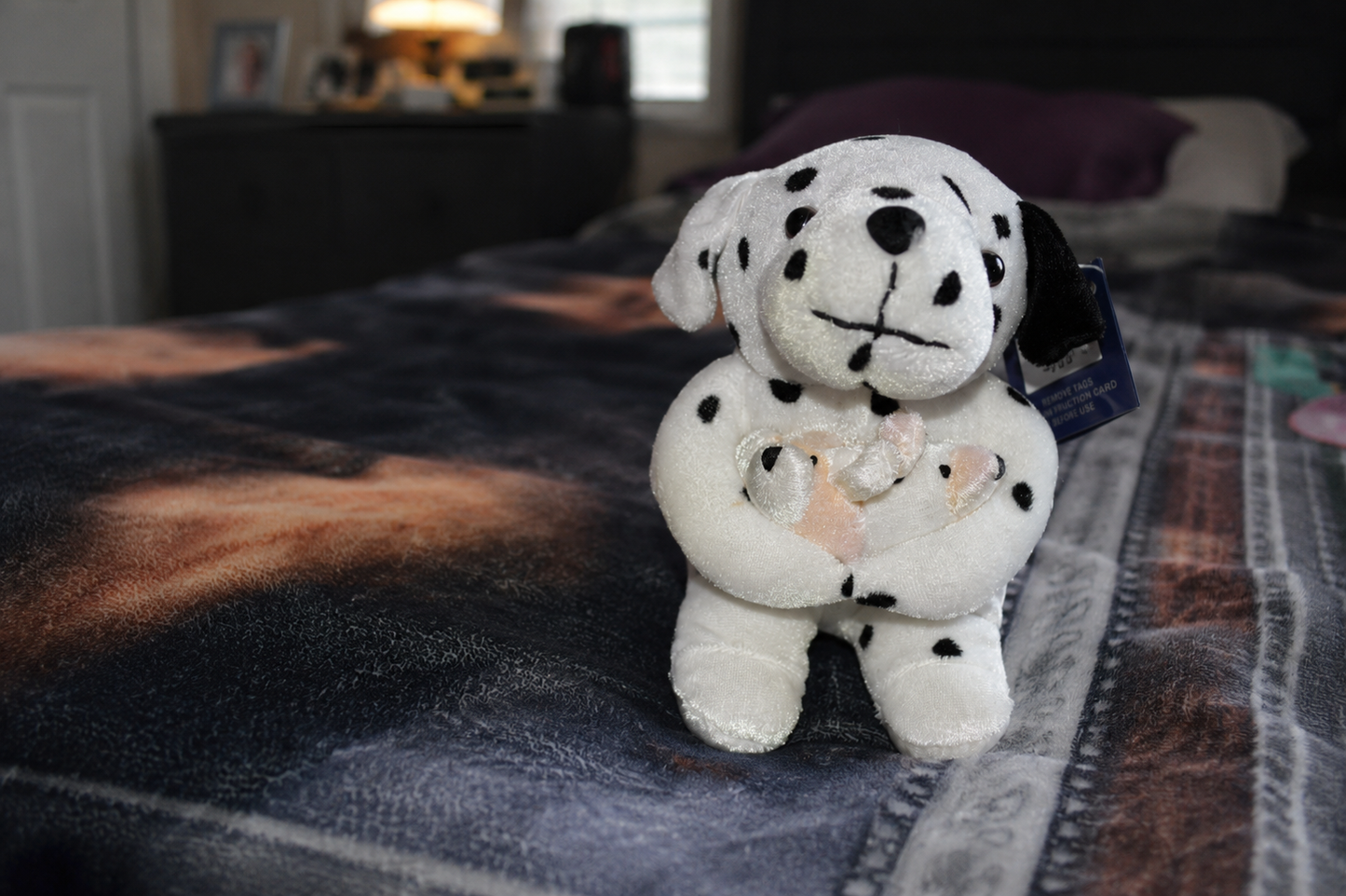 SOMERSET QUALITY SOFT TOYS SPOTTY DOG HOLDING TWO MICE TAGGED