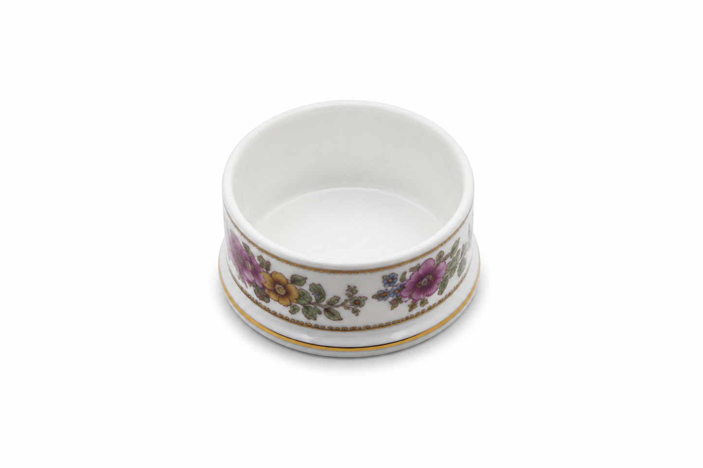 Bone China Staffordshire Trinket Pot – White with Floral Design