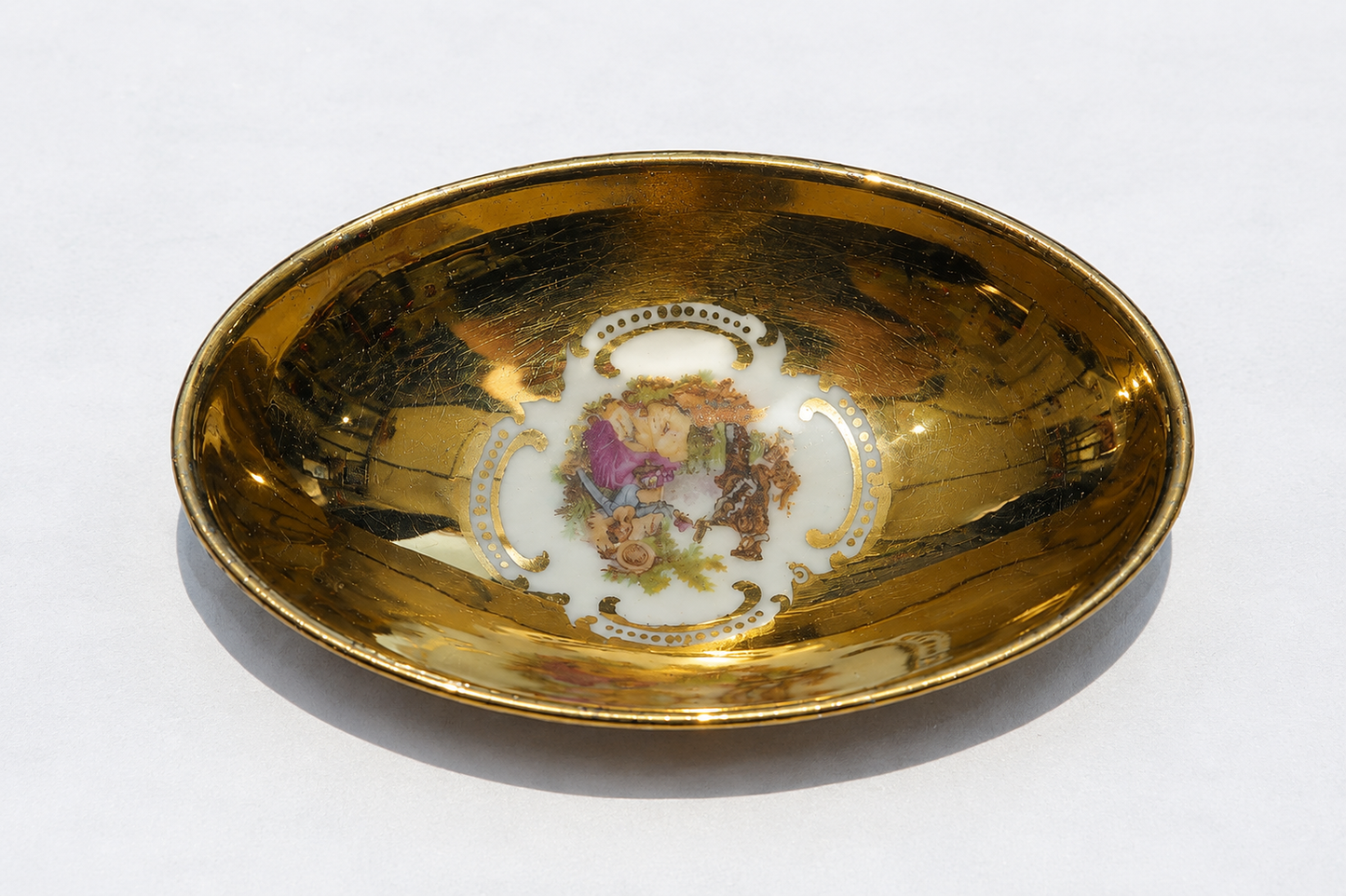 Vintage JWK Bavaria Fragonard Courting Couple Trinket Dish