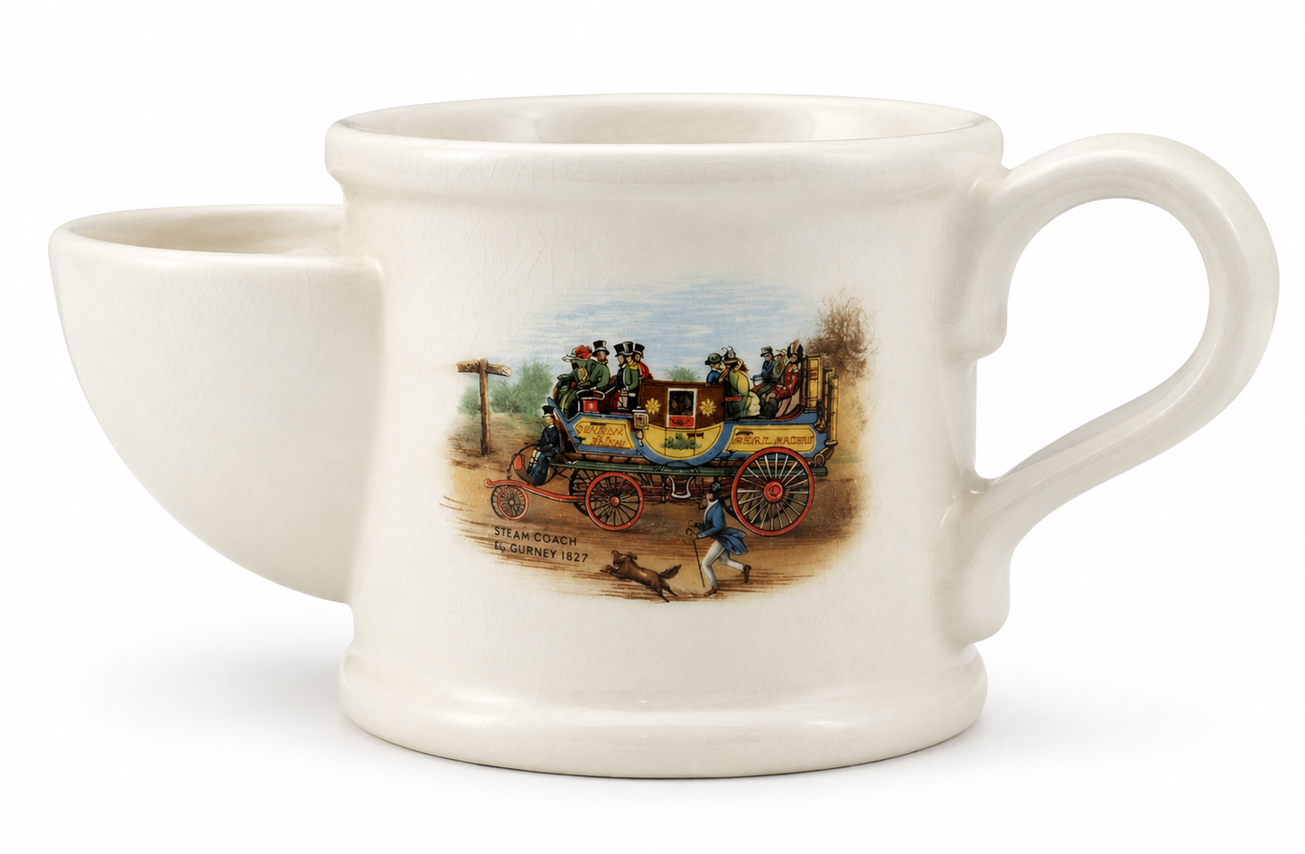Vintage Shaving Mug Steam Coach Gurney 1827 Made in England Heavily Crazed