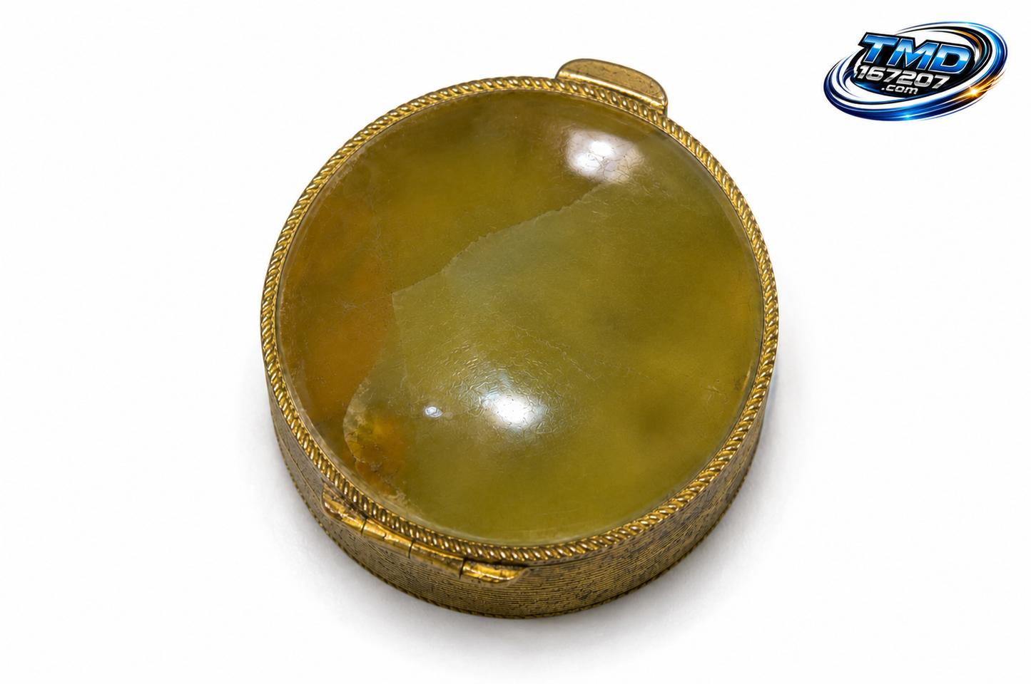 VINTAGE GREEN ONYX TOPPED PILL BOX