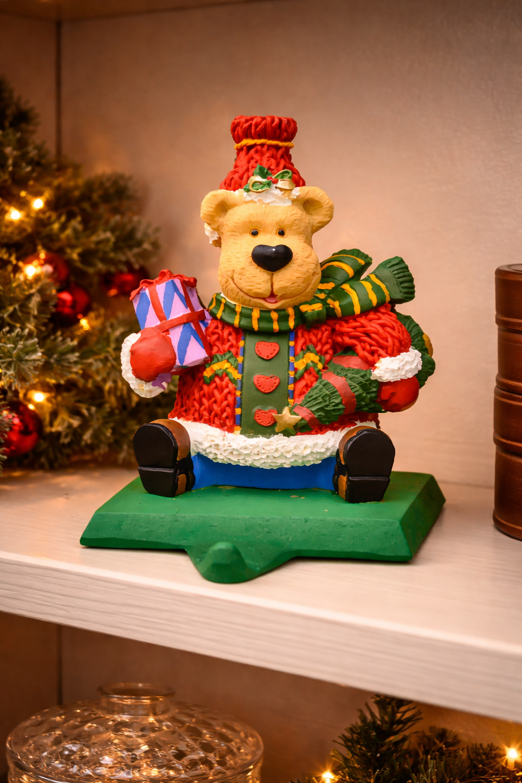 Christmas Bear Shelf Sitter – Festive Plush Holiday Decoration