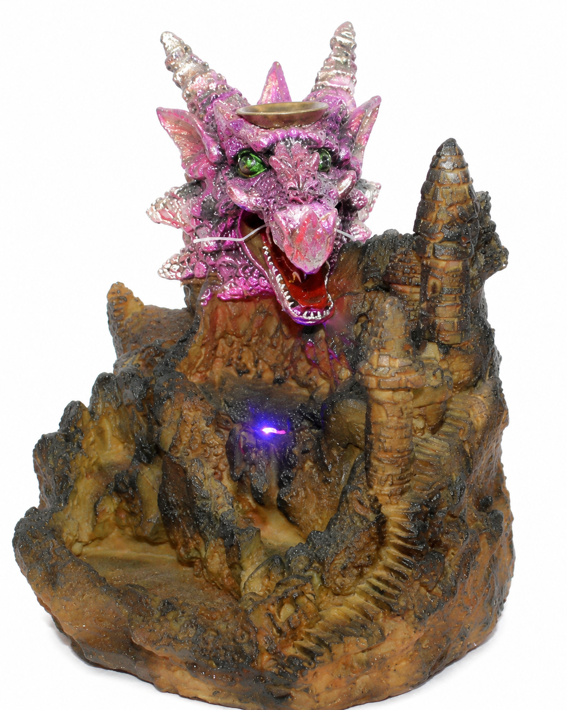 Spirit of Equinox LED Purple & Silver Dragon Backflow Incense Burner