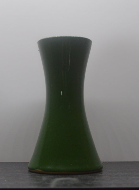 Vintage Denby Bourne green ceramic vase with hourglass shape, made in England.