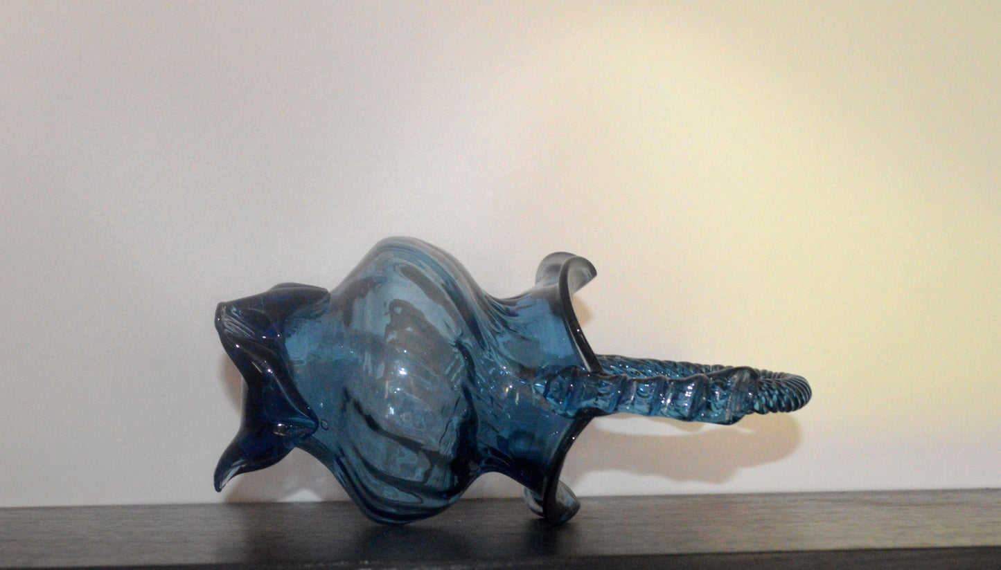 Captivating Sapphire Art Glass Basket – Twisted Handle Treasure