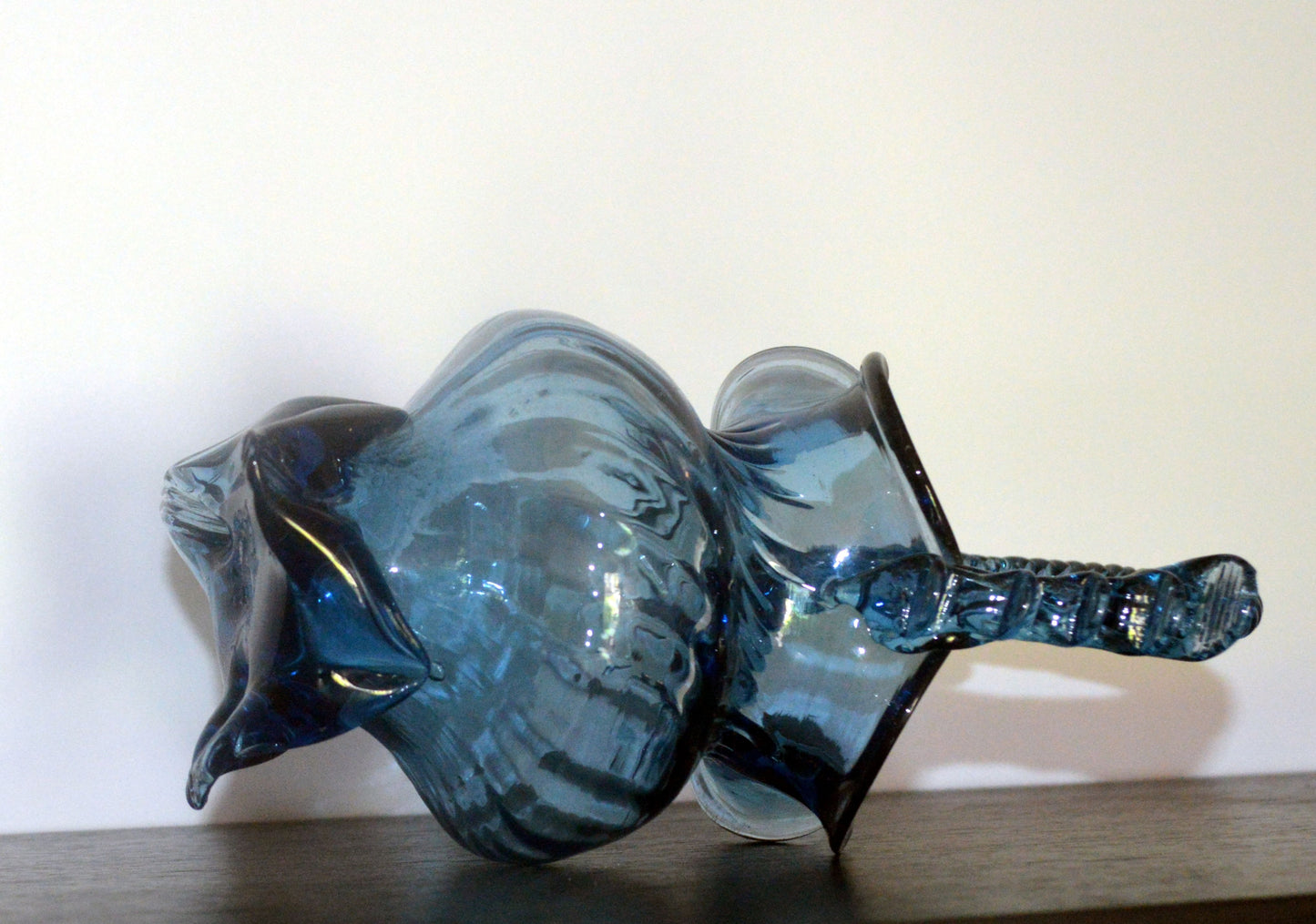 Captivating Sapphire Art Glass Basket – Twisted Handle Treasure