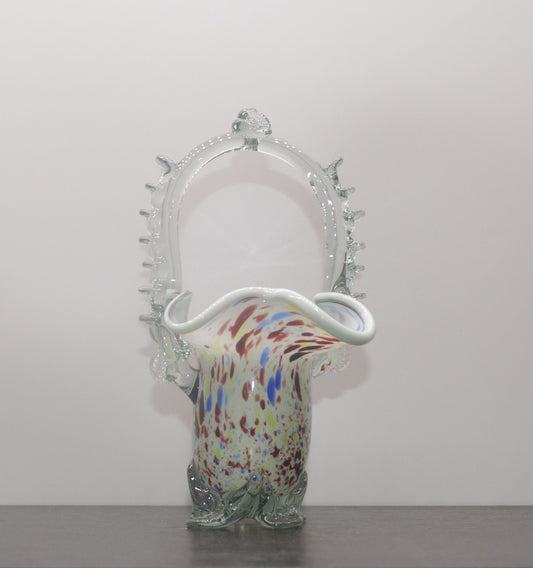 MULTICOLOURED ART GLASS BASKET