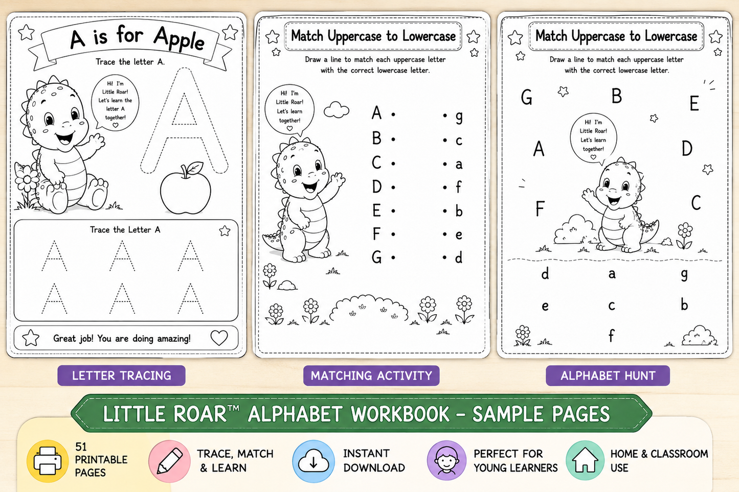 Little Roar™ My First Alphabet Workbook – Printable A–Z Learning Activities PDF