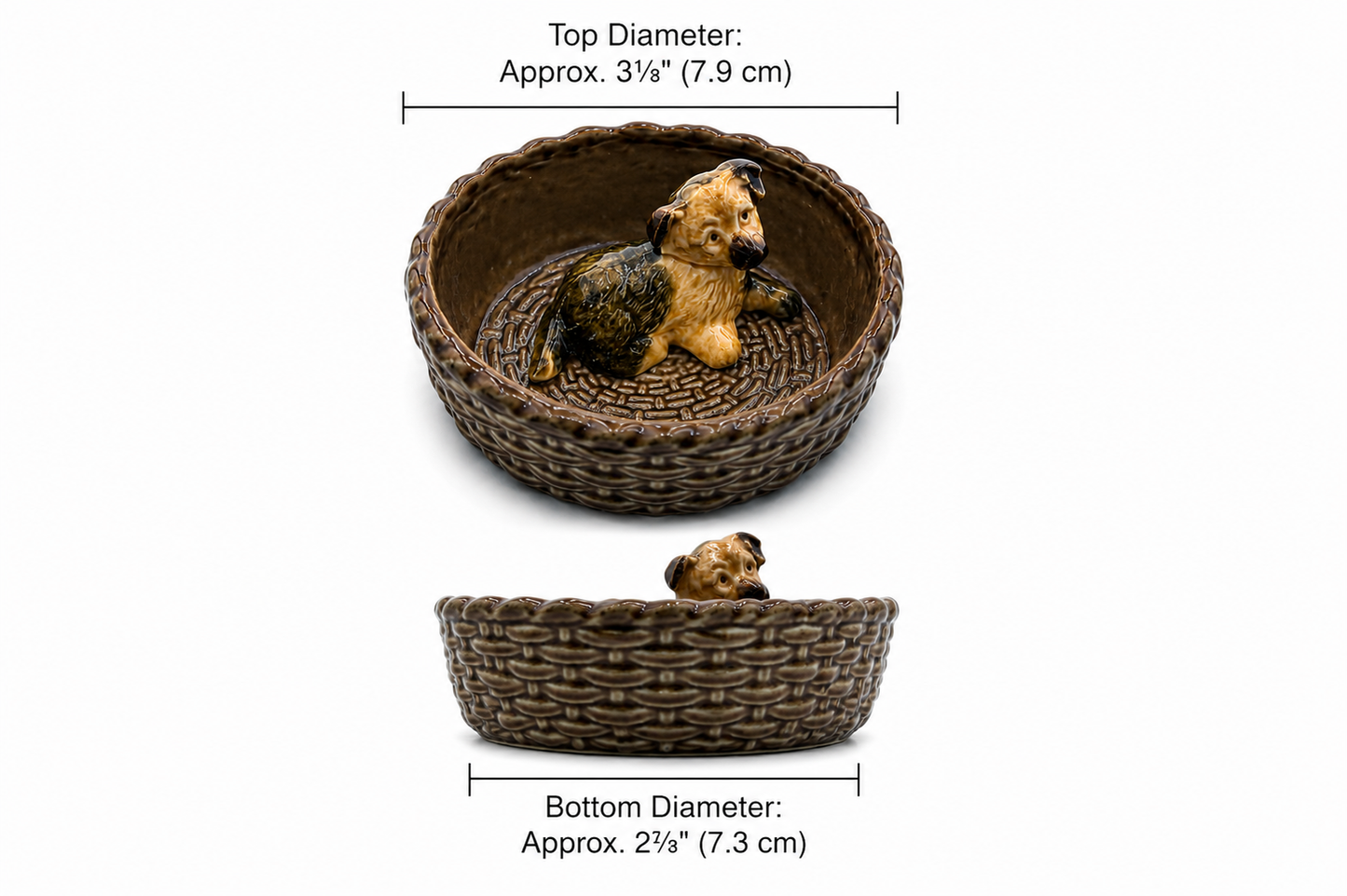 Wade England Trinket Dish with Dog Inset – Collectible Trinket Dish