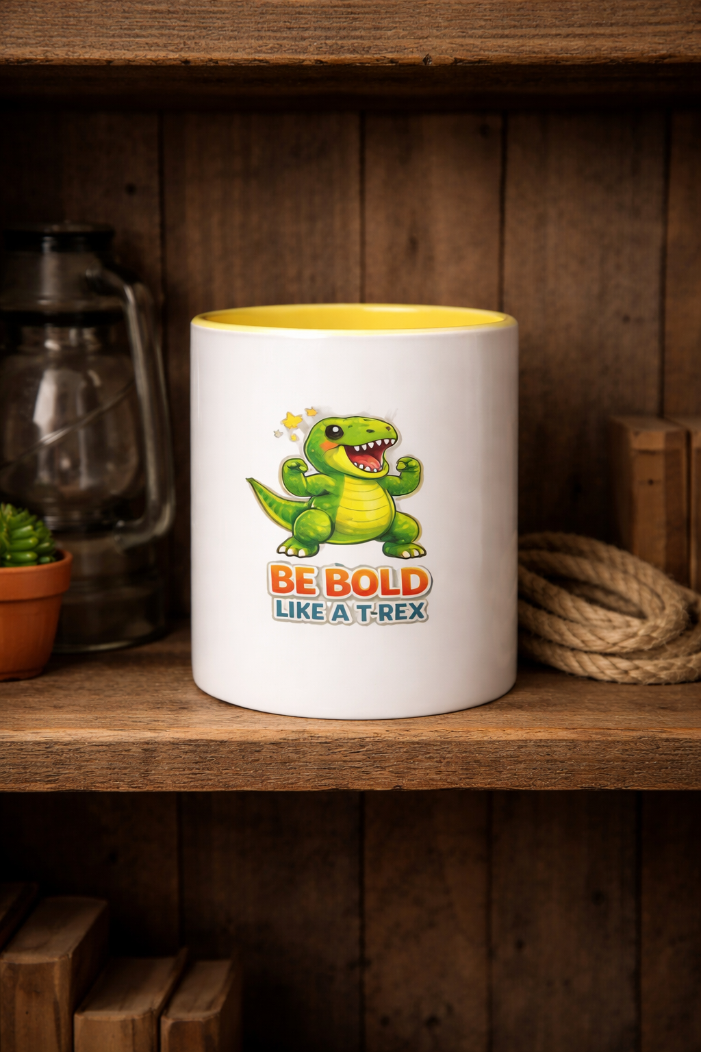 Be Bold Like a T-Rex Mug – Fun Dinosaur Confidence Cup for Kids