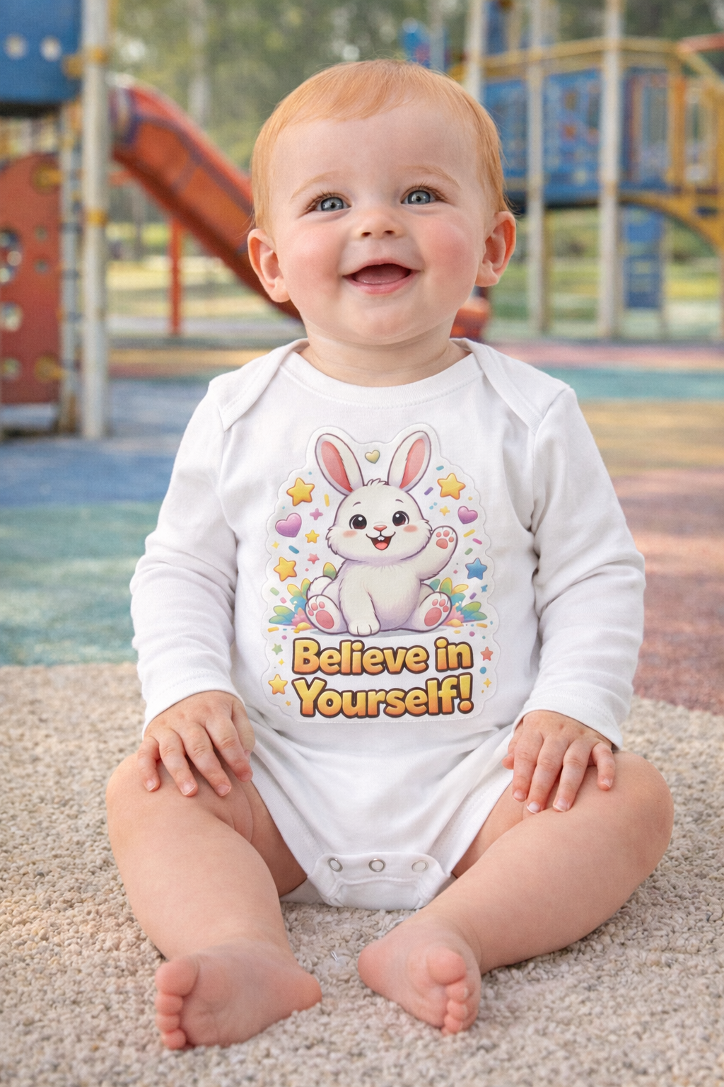 Believe in Yourself! Cute Bunny Baby Bodysuit – Soft & Positive Baby Grow