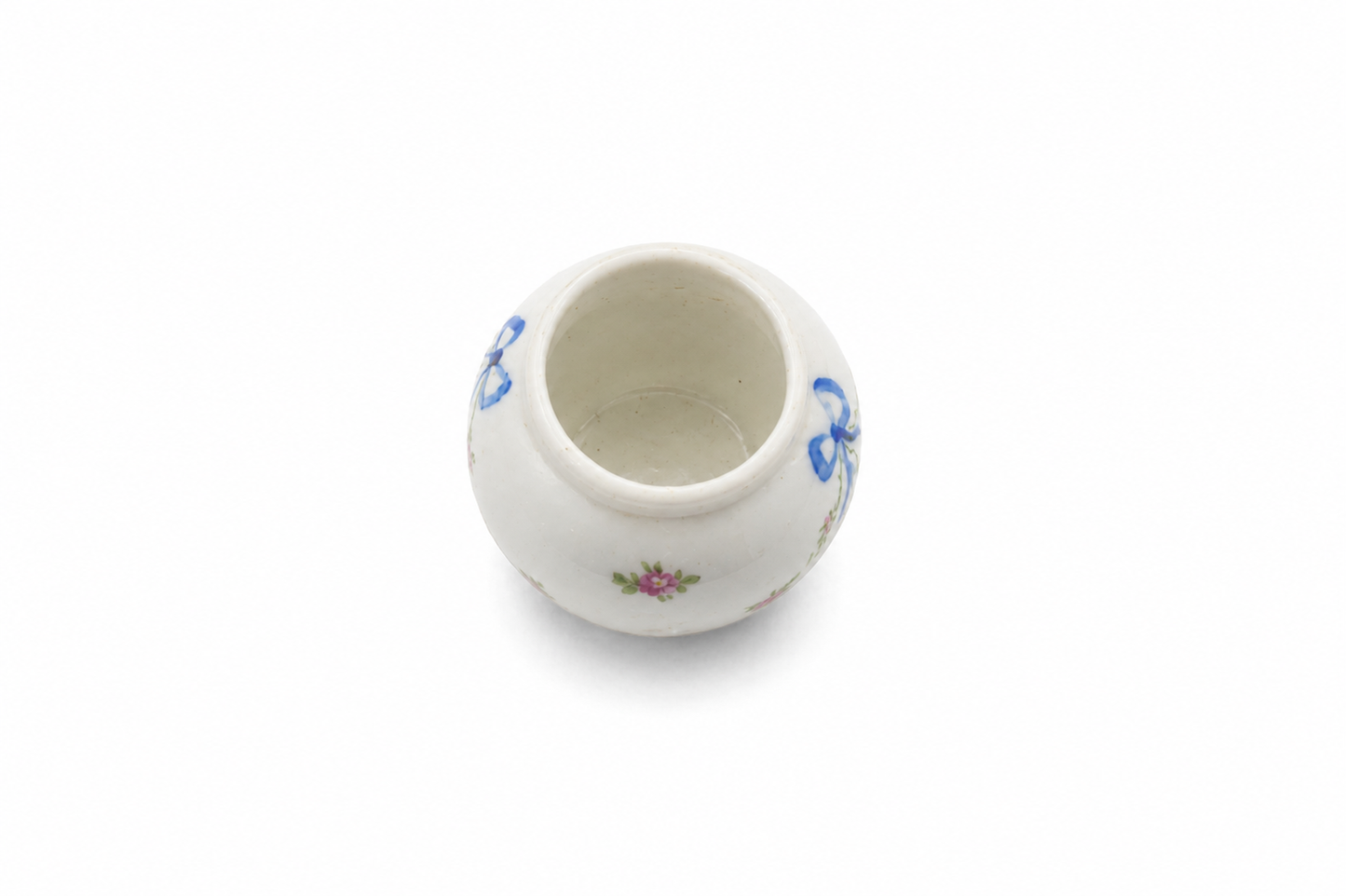 Pretty Floral Trinket Pot (No Lid) Blue Ribbon Pattern