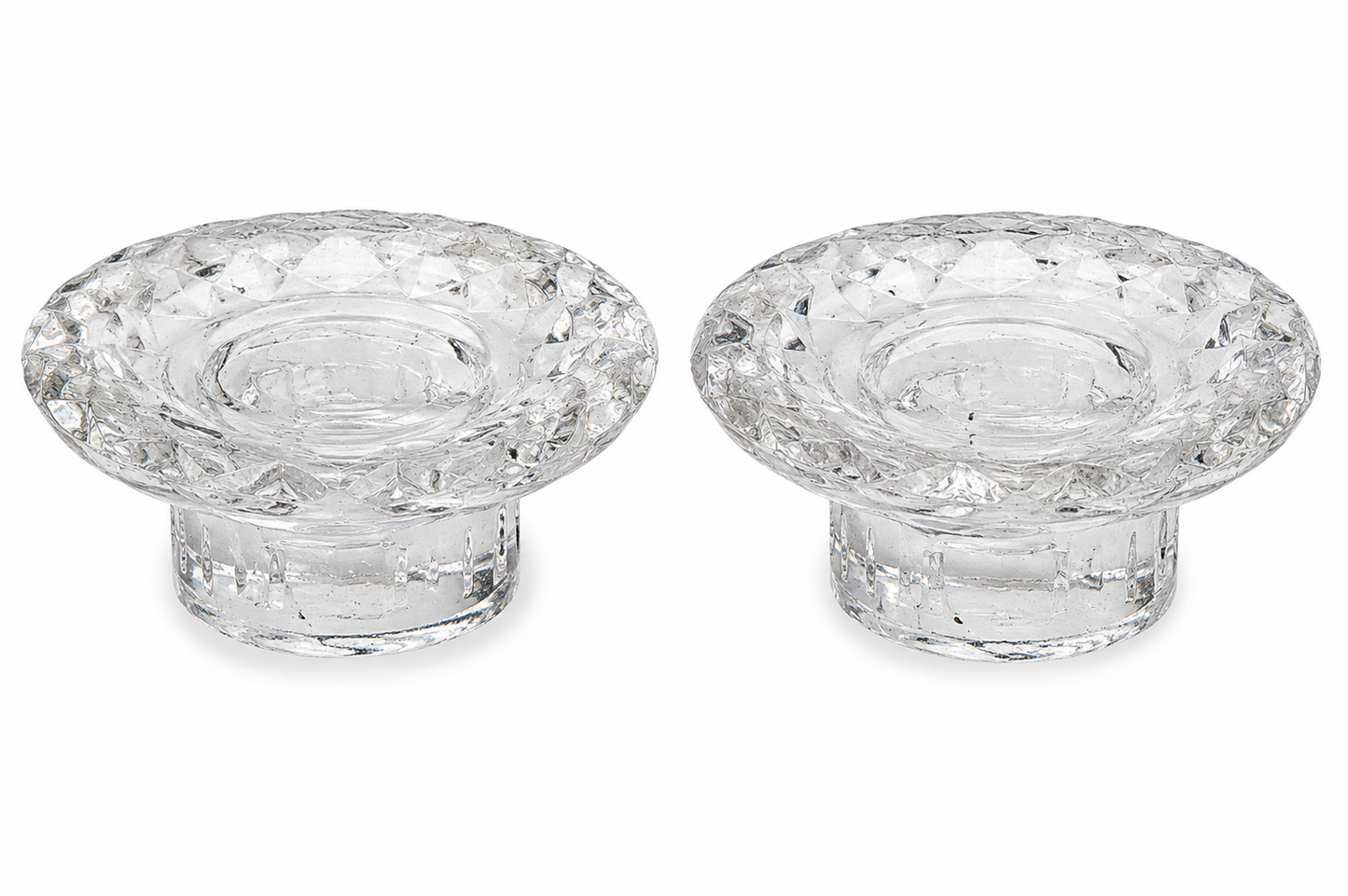 TWO CUT GLASS CANDLE HOLDERS