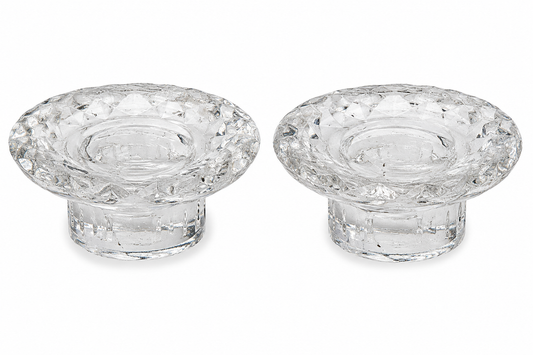 TWO CUT GLASS CANDLE HOLDERS