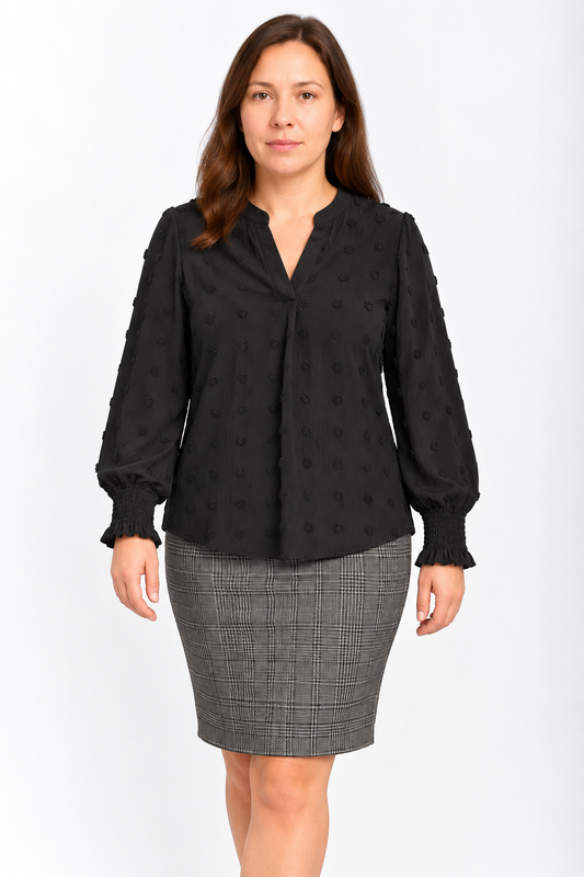 Blooming Jelly Women's Black Textured Long Sleeve Top – Size Small