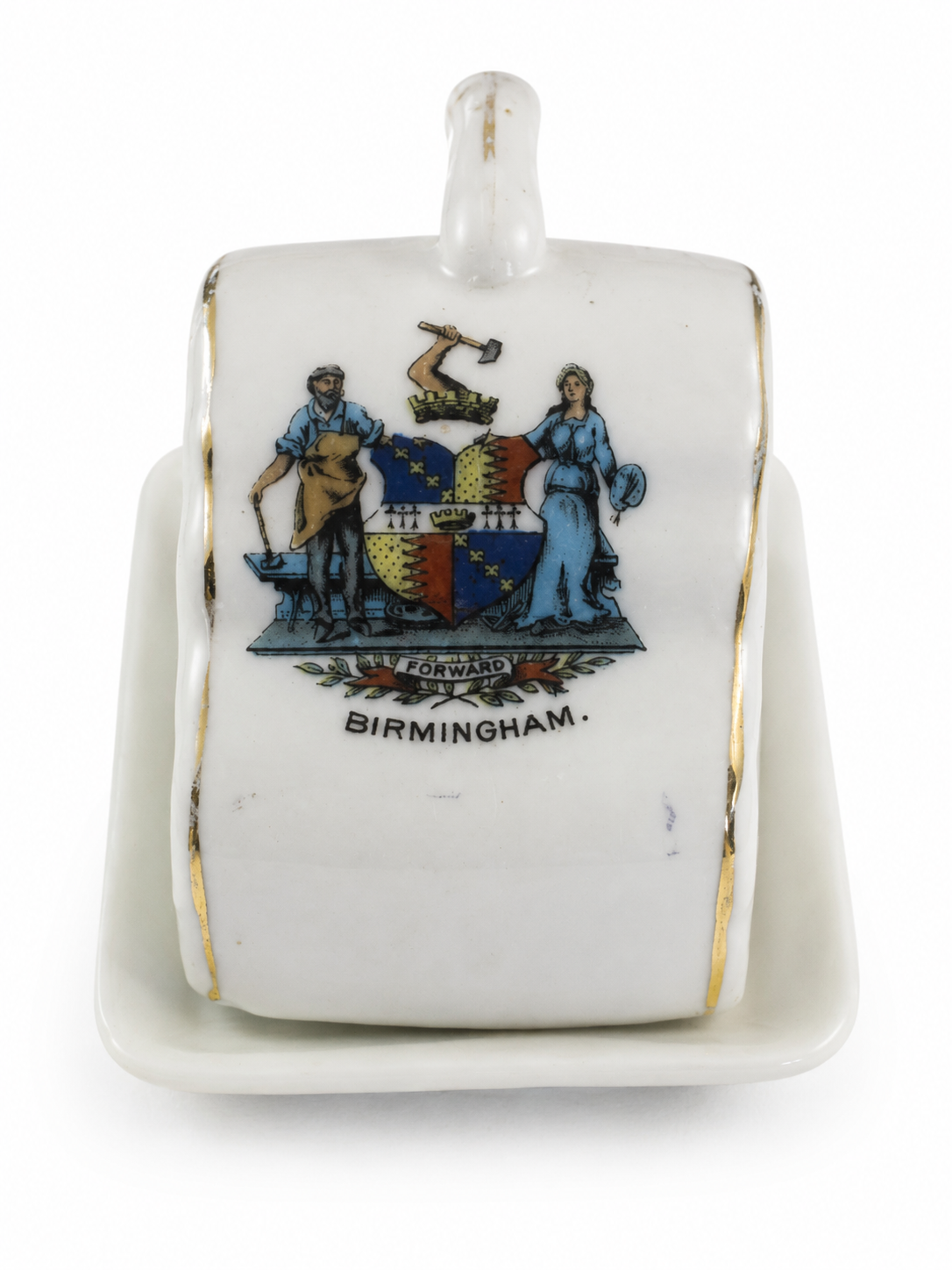 Arcadian Crested Ware Birmingham Jug & Ceramic Souvenir Piece – Previously Owned