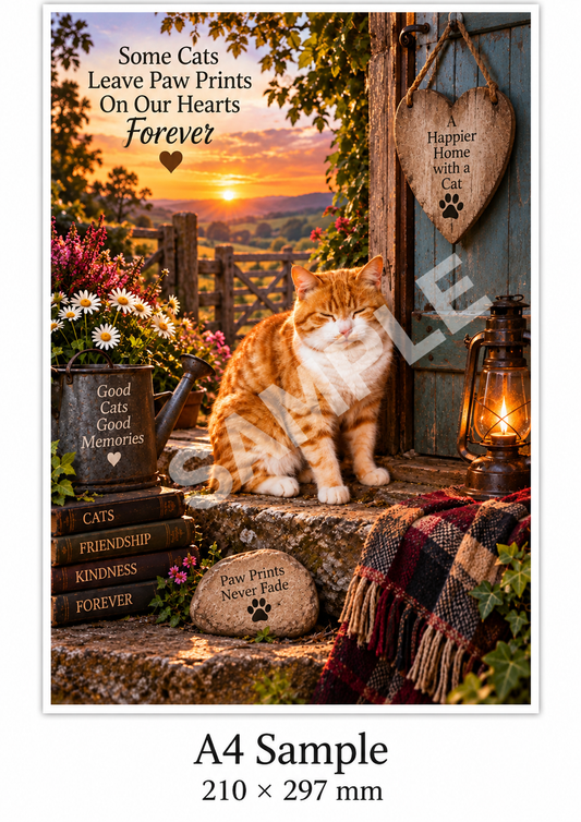 Paw Prints Forever – Ginger Cat Printable Wall Art – Digital Download