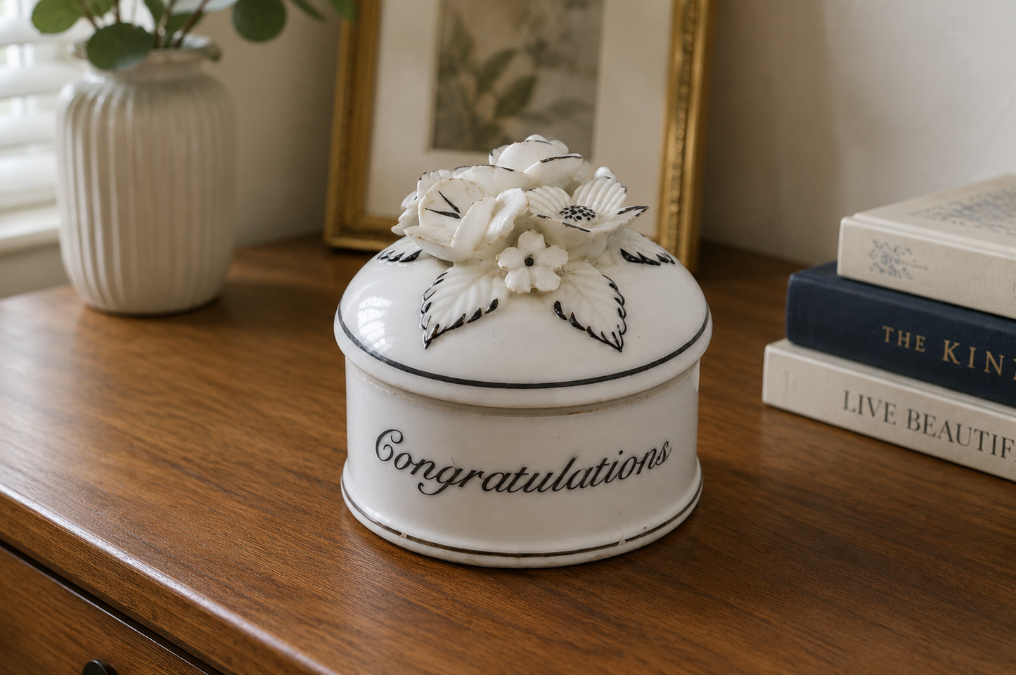 Congratulations On Your Anniversary Floral Trinket Box