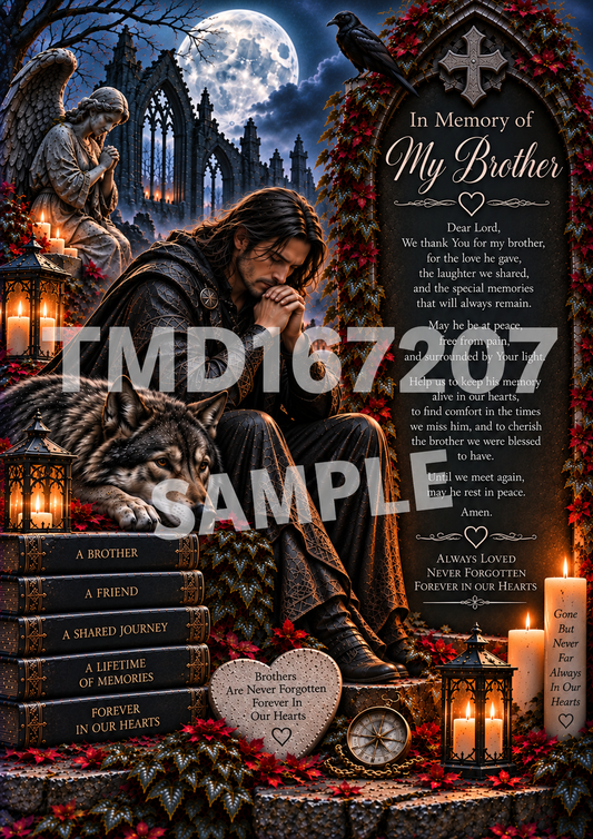 In Memory of My Brother – Gothic Memorial Prayer Digital Download