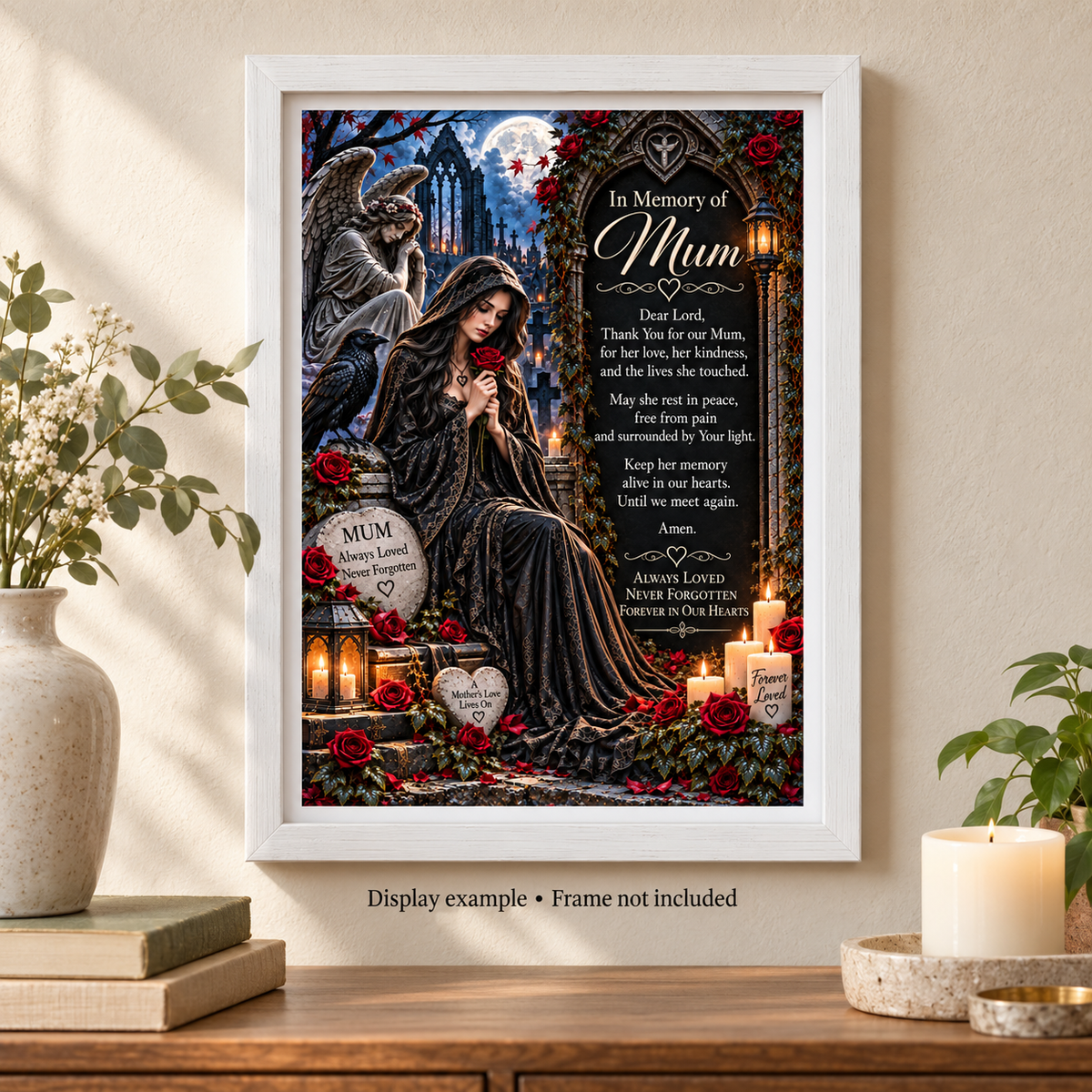 In Memory of Mum – Gothic Memorial Prayer Print | A4 Digital Download
