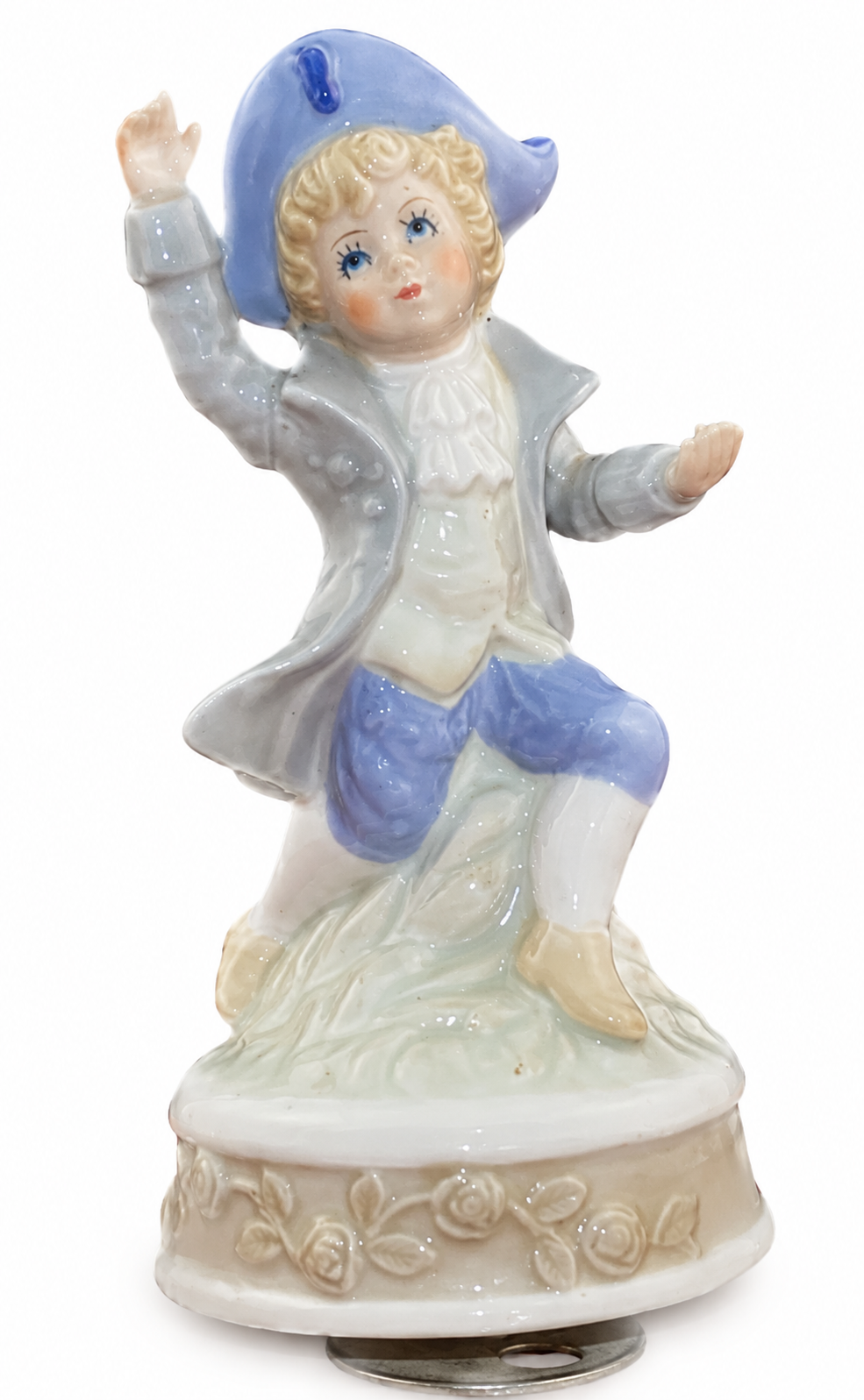 Decorative Musical Figurine Boy Sitting On Tree Stump